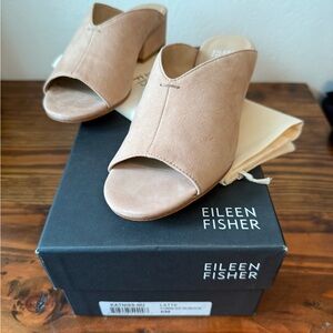 Eileen Fisher Latte Open-Toe Mules